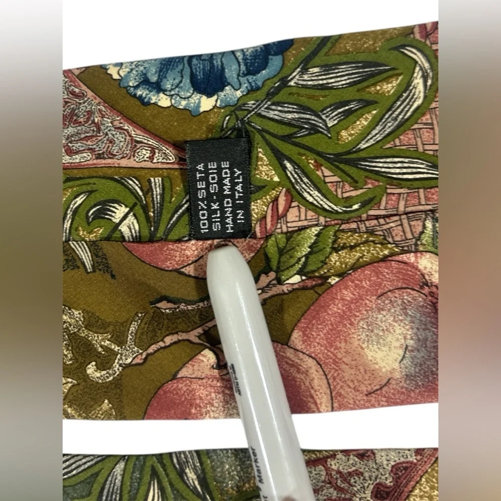 Diffusion LDM Italy 100% Silk Tie Arts & Crafts Botanical Fruit Mosaic Print‎